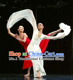 Pure White Chinese Long Sleeves Dancing Costumes for Women or Men