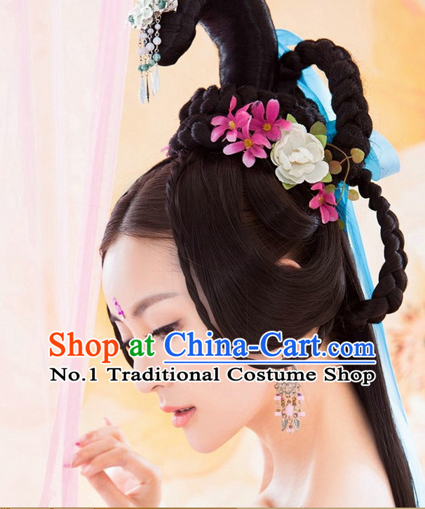 Chinese Traditional Empress Black Long Wigs