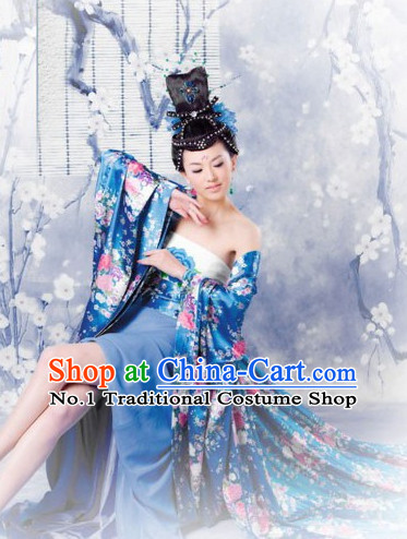 Chinese Traditional Fairy Costumes Classical Dancing Costumes Complete Set for Women with Long Trail