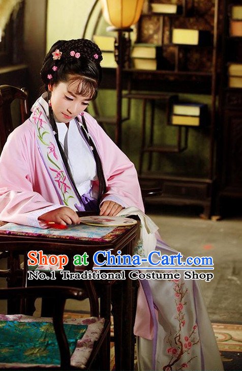 Chinese Ancient Lin Daiyu Clothes and Hair Accessories for Women