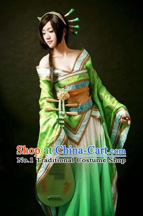 Ancient Chinese Fairy Costumes and Hair Accessories Complete Set