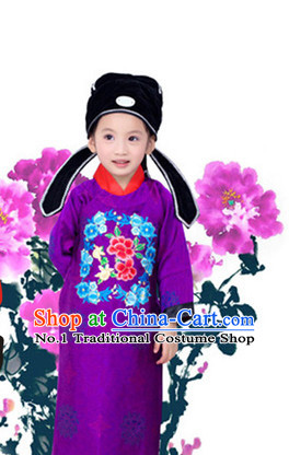 Traditional Chinese Photo Costume Prime Minister Costume and Hat Complete Set for Children