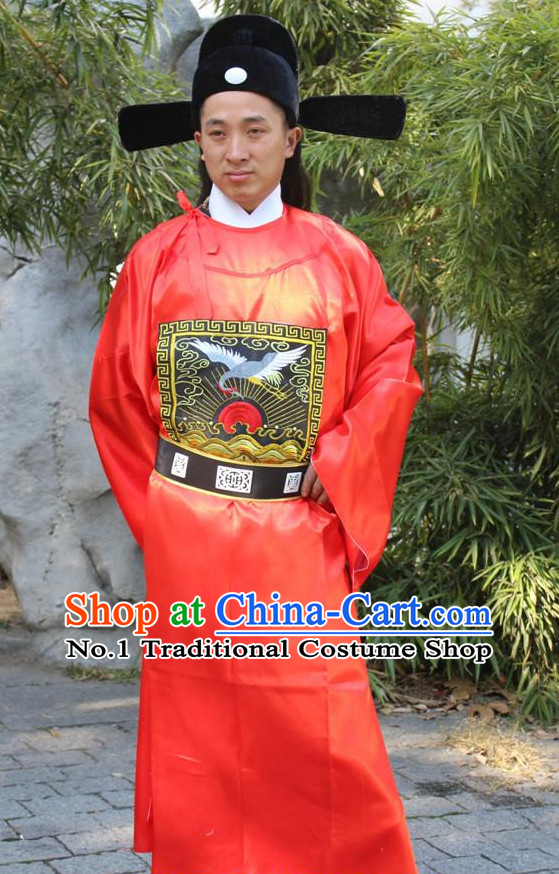 Ancient Chinese Official Costumes and Hat Complete Set for Men