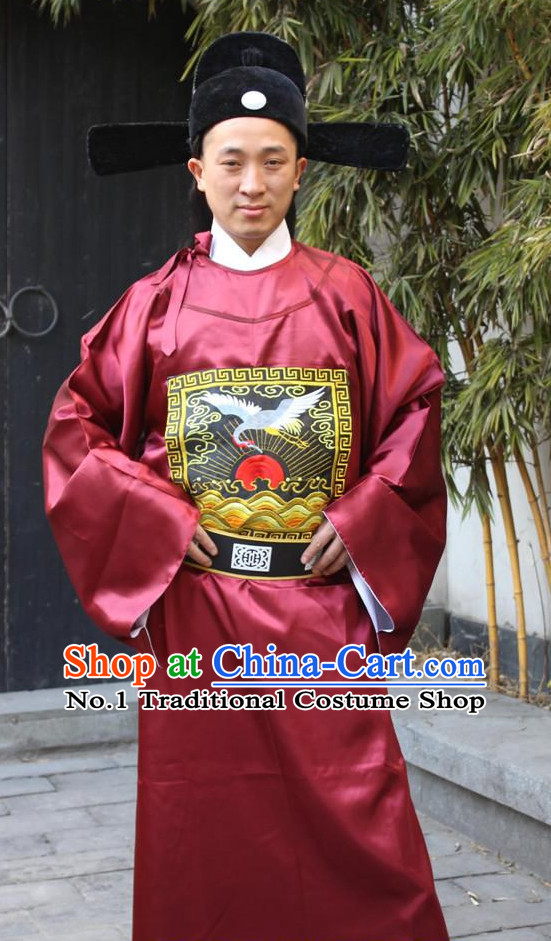 Chinese Ancient Emperor Costumes and Hat Complete Set for Men