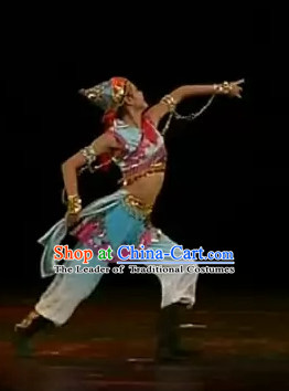 Chinese Minority Dance Costume and Hat Complete Set