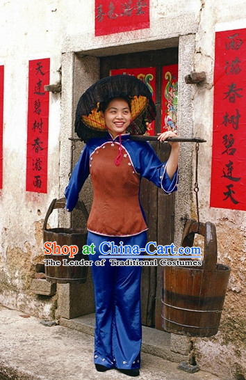 Traditional Hakka Style Dresses and Hat for Women