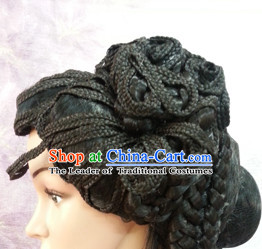 Chinese Black Wigs Tang Dynasty Lady Hair extensions Wigs Fascinators Toupee Long Wigs Hair Pieces Halloween Wigs