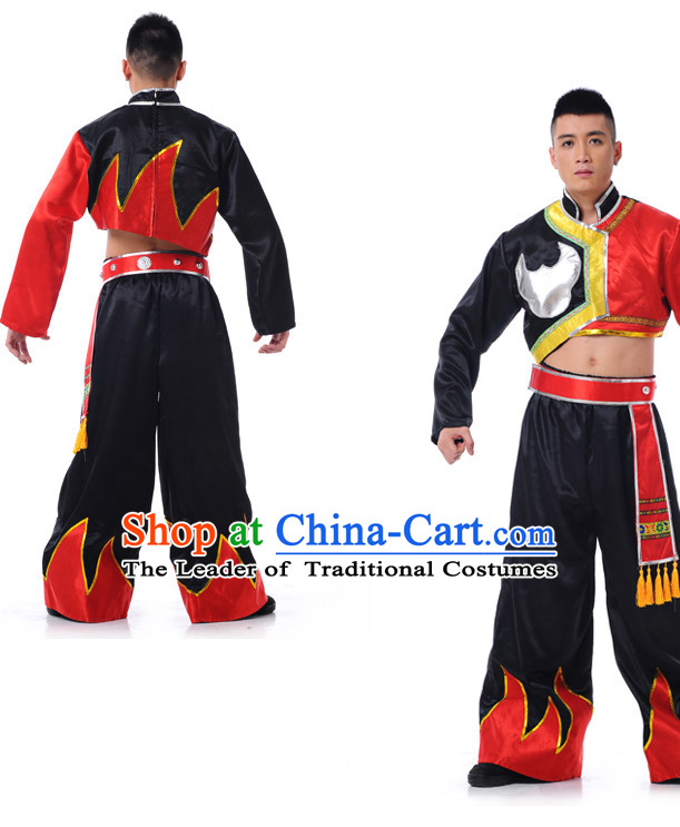 Chinese Folk Ethnic Dance Costume Complete Set for Men