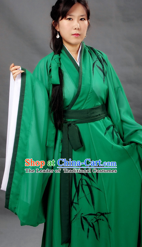 Chinese Girl Bamboo Hanfu Costume Ancient Costume Traditional Clothing Traditiional Dress Clothing online