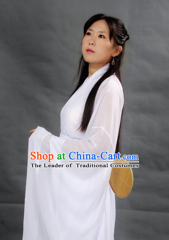 Chinese Pure Whiet Girl Hanfu Costume Ancient Costume Traditional Clothing Traditiional Dress Clothing online