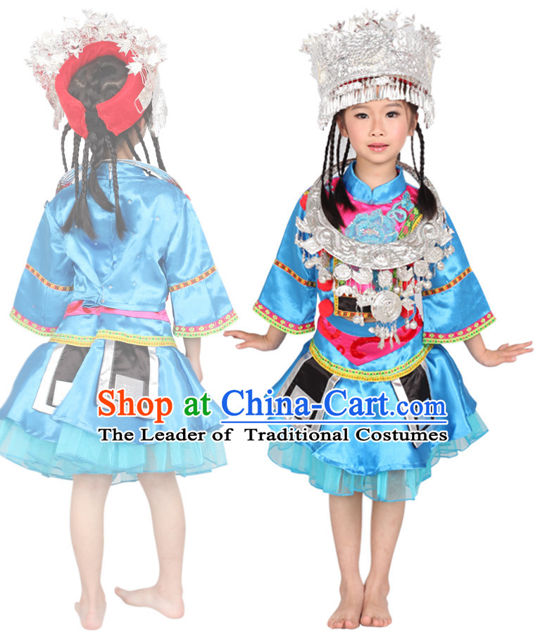 Chinese Miao Tribe Ethnic Minority Dance Costume Competition Dance Costumes for Kids