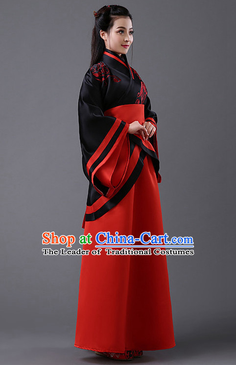 Black and Red Chinese Classic Hanfu Competition Dance Costume Group Dancing Costumes for Women