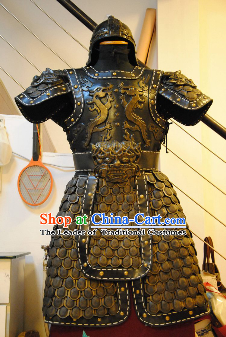 Ancient China Superhero Armor Costumes and Helmet Complete Set for Men