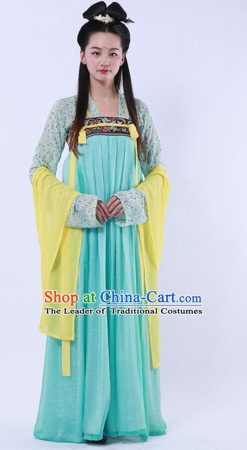 Ancient Chinese Tang Dynasty Hanfu Garment Clothing and Hair Accessories Complete Set for Women