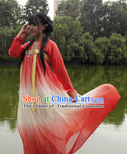 Ancient Chinese Tang Dynasty Hanfu Garment Clothing and Hair Accessories Complete Set for Women