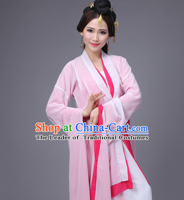 Pink Ancient Chinese Long Sleeves Dance Costumes Complete Set for Women