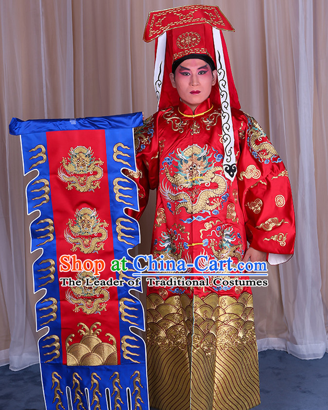 Embroidered Chinese Classic Peking Opera Wang Chao Ma Han Zhang Hu Costume Beijing Opera Military Character Costumes Complete Set for Adults Kids Men Boys