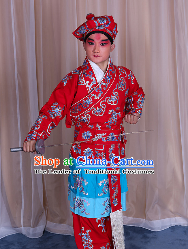 Top Embroidered Chinese Classic Peking Opera Wusheng Costume Beijing Opera Wu Sheng Fighting Costumes Complete Set for Adults Kids Men Boys