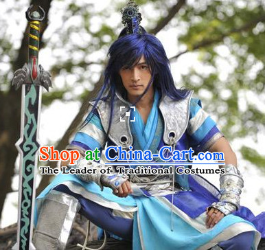 Ancient Chinese Cosplay Hero Armor Costumes Swordsman Hanfu Clothes Complete Set for Men and Teenagers