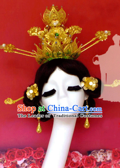 Tang Dynasty Wu Zetian Emperor Crown Headpieces Hair Accessories Set