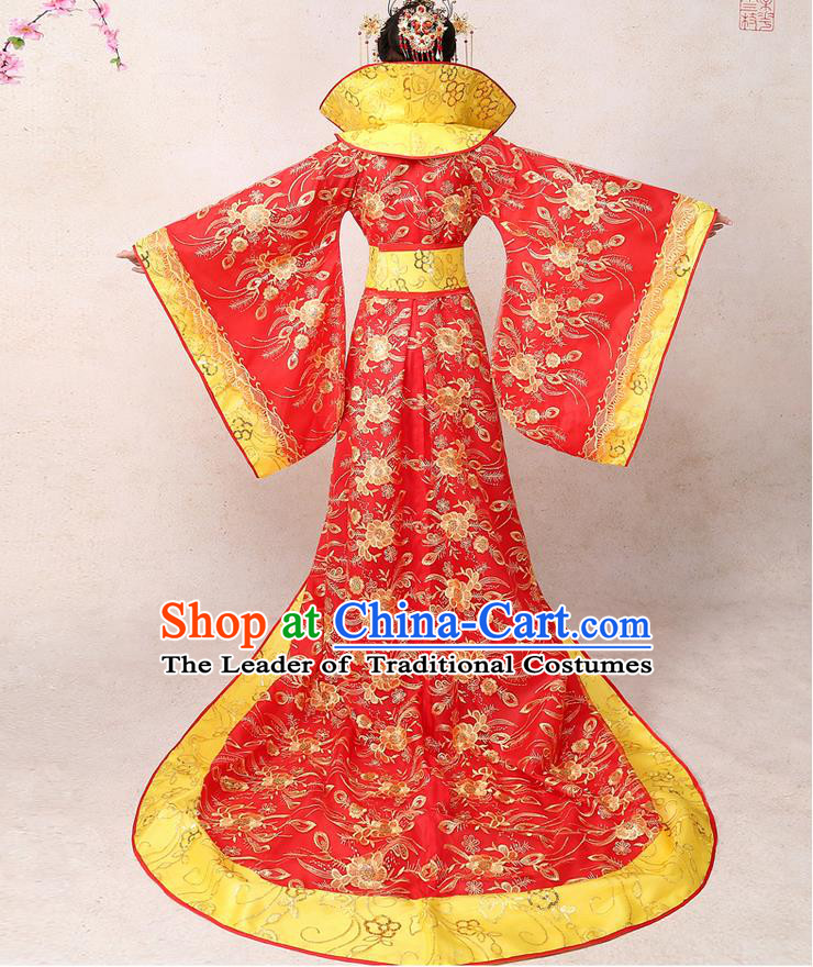 Ancient Chinese Palace Empress Costumes Complete Set, Tang Dynasty, Hanfu, Ancient Palace Princess Wedding Red Dress Suits For Women