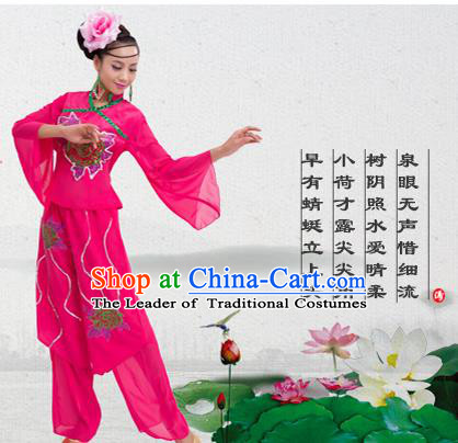 Traditional Chinese Yangge Fan Dancing Costume, Folk Dance Yangko Costume for Women