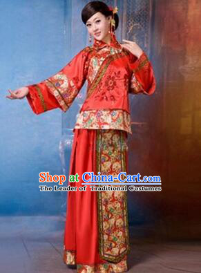 Traditional Chinese Women Dress Bride Clothes Wedding Long Dress Evening Dresses