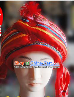 Chinese Traditional Miao Minority Hmong Folk Ethnic Hat, Tujia Minority Hat for Men