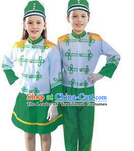 Traditional Modern Military Costume, Children Opening Flag Raiser Ceremony Costume, Modern Military Band Clothing for Students