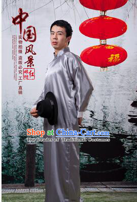 Chinese Traditional Dress Wu Si Period Men Stage Costume Lu Xun Chinese Long Garment