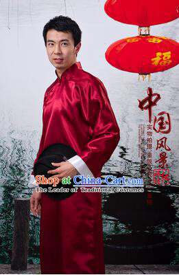 Chinese Traditional Dress Wu Si Period Men Stage Costume Lu Xun Chinese Long Garment