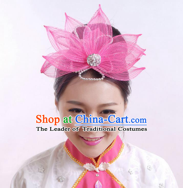 Traditional Chinese Yangge Hair Accessories, Fan Dancing Headwear, Folk Dance Yangko Peacock Dance Headdress, Stage Accessories