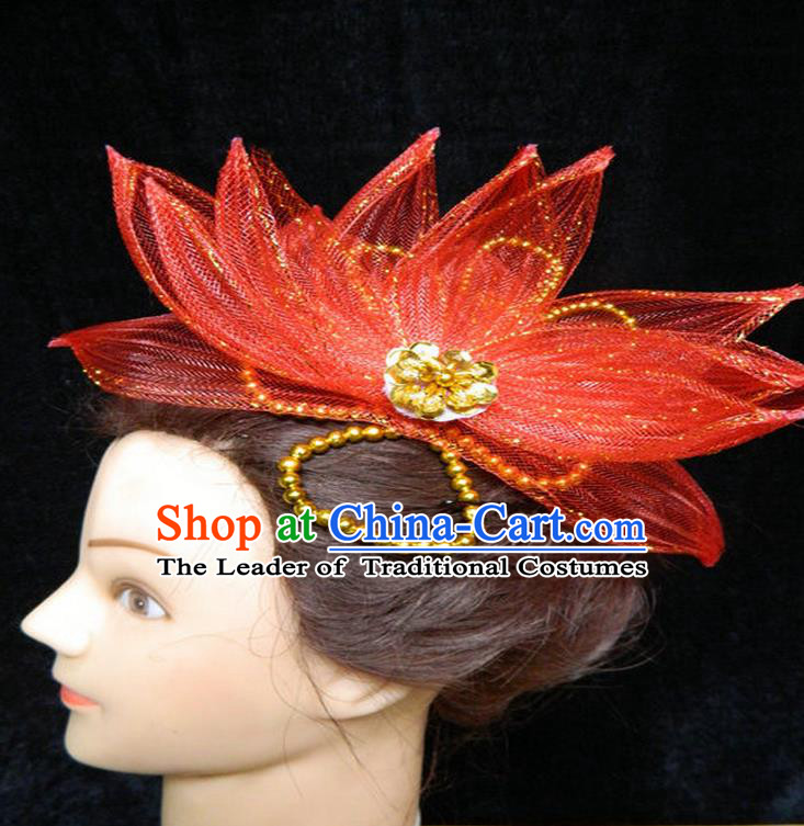 Traditional Chinese Yangge Hair Accessories, Fan Dancing Headwear, Folk Dance Yangko Peacock Dance Headdress, Stage Accessories