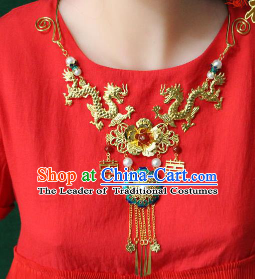 Chinese Imperial Queen Necklace, Empress Necklaces, Imperial Xiuhe Wedding Accessories for Women