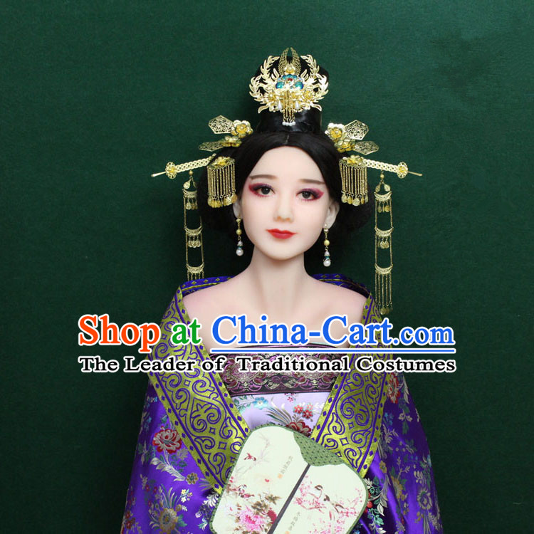 Chinese Ancient Style Hair Jewelry Accessories, Hairpins, Tang Dynasty Xiuhe Suits Wedding Bride Headwear, Headdress, Imperial Empress Handmade Phoenix Hair Fascinators for Women