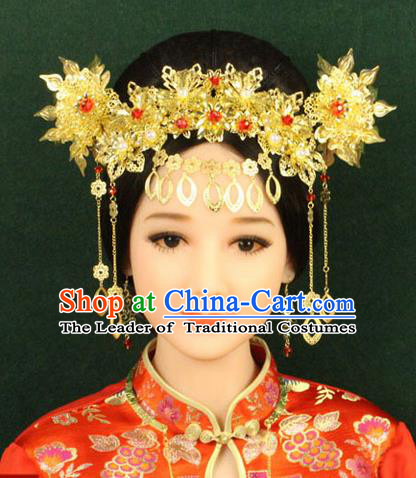 Chinese Ancient Style Hair Jewelry Accessories, Hairpins, Han Dynasty Princess Hanfu Xiuhe Suit Wedding Bride Phoenix Coronet, Hair Accessories for Women