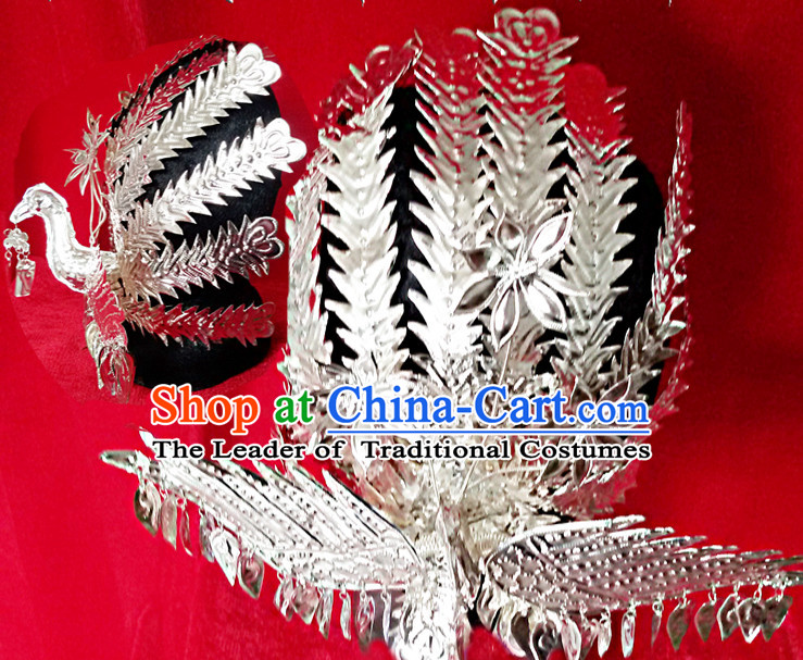 Chinese Princess Miao Tribe Headwear Silver Hat Phoenix Headwear