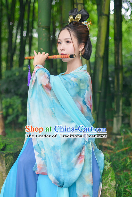 Chinese Style Dresses Kimono Dress Tang Dynasty Outfit and Hair Accessories Complete Set for Women