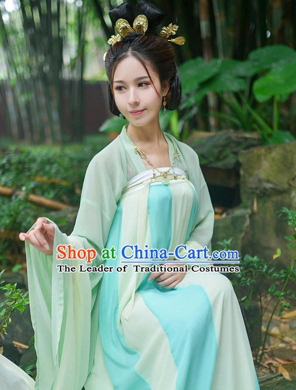 Chinese Style Dresses Kimono Dress Tang Dynasty Outfit and Hair Accessories Complete Set for Women