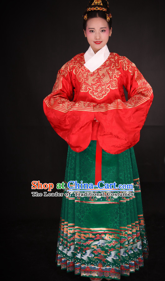 Chinese Style Dresses Kimono Dress Song Dynasty Outfits and Hat Complete Set for Girls