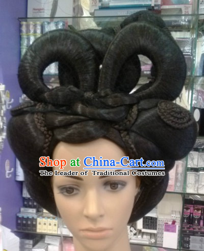 Ancient Chinese Style Princess Empress Black Hair Wigs for Women Girls Adults Children