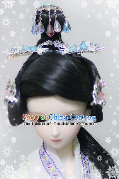 Ancient Chinese Style Princess Black Hair Wigs and Accessories for Women Girls Adults Kids