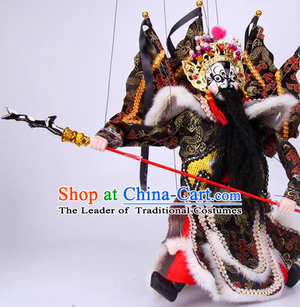 Top Traditional Chinese Ancient Handmade Zhang Fei Hand Marionette Puppet Hand Puppets