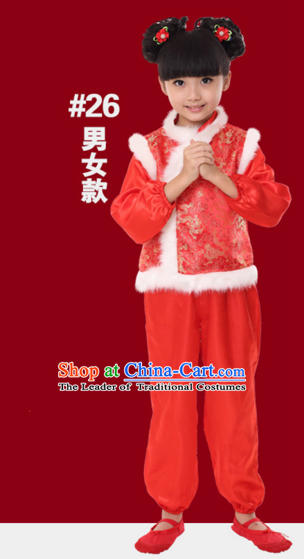 Chinese Traditional New Year Dance Costume for Girls Kids Children