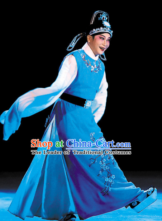 Chinese Ancient Peking Opera Xiao Sheng Costumes and Headdress Complete Set for Men