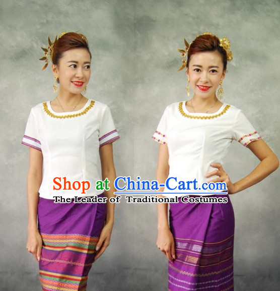 Traditional National Thai Dress Thai Traditional Dress Dresses Wedding Dress online for Sale Thai Clothing Thailand Clothes Complete Set for Women Girls Adults Youth Kids