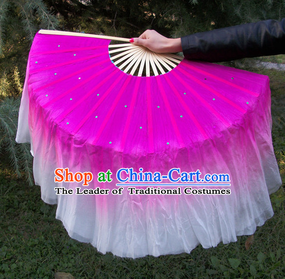 Two Sides 100_ Pure Silk Professional Dancing Fan for Women Men Adults