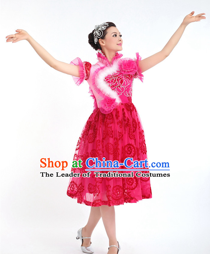 Traditional Chinese Dance Costumes Custom Dance Costume Folk Dance Chinese Dress Cultural Dances and Headdress Complete Set