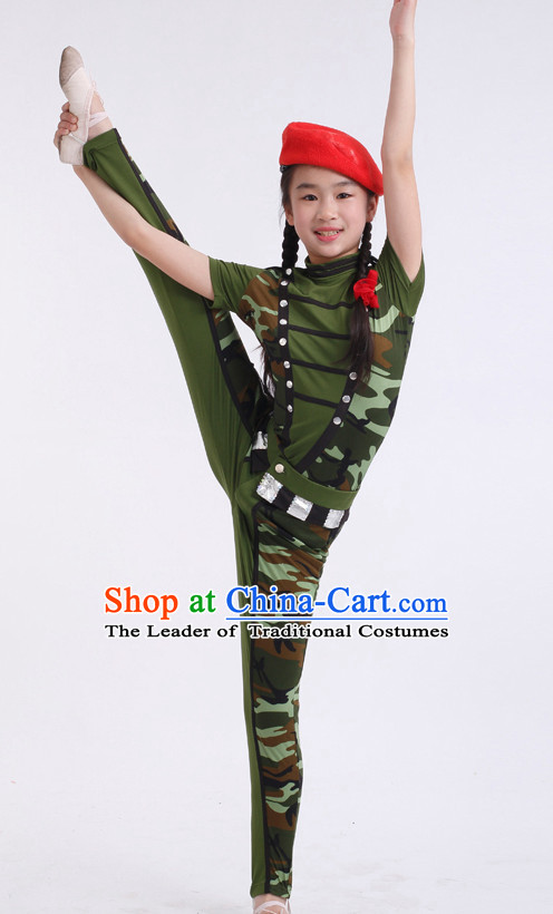 Chinese Competition Solider Dance Costumes Kids Dance Costumes Folk Dances Ethnic Dance Fan Dance Dancing Dancewear for Children