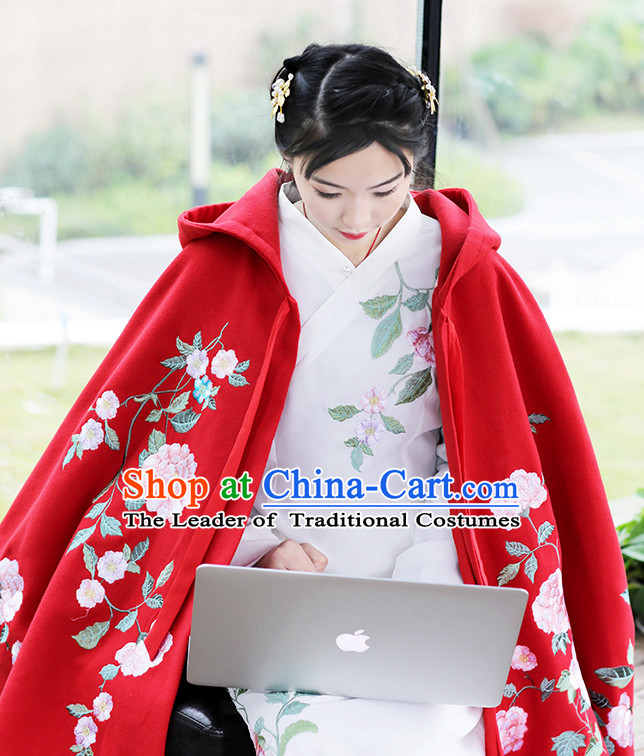 Ancient Chinese Embroidered Mantle Cape Hanfu Dress China Traditional Clothing Asian Long Dresses China Clothes Fashion Oriental Outfits for Women